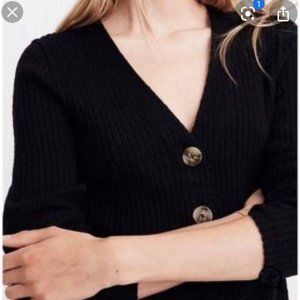 Shrunken Black Ribbed Cardigan